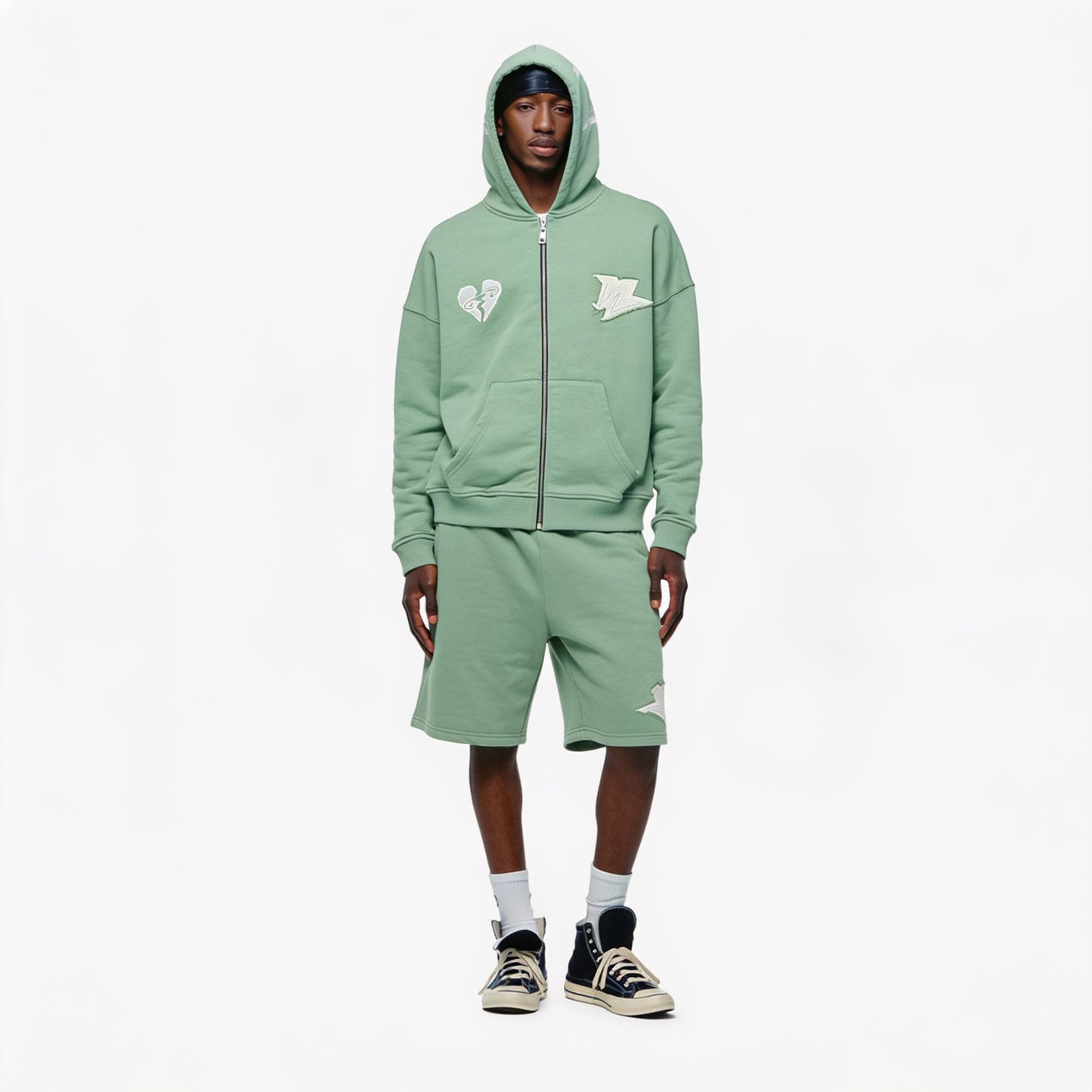 GREEN BASIC ZIP HOODIE