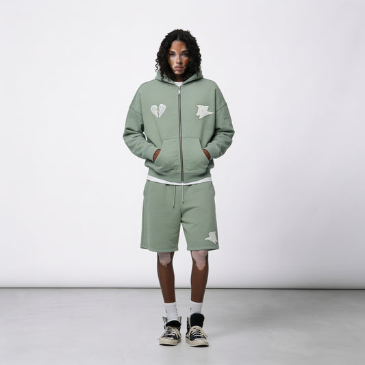 GREEN BASIC ZIP HOODIE