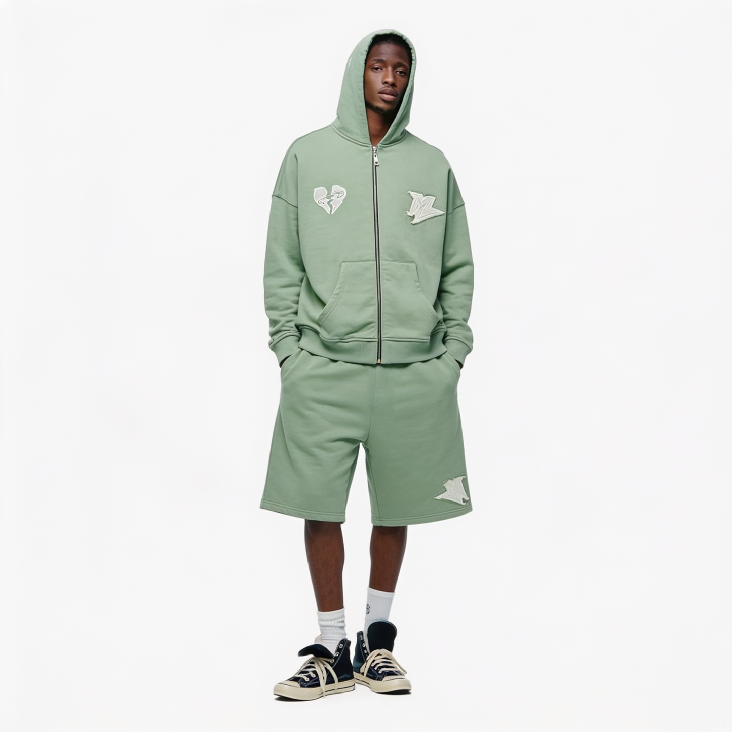 GREEN BASIC ZIP HOODIE