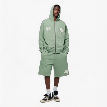 GREEN BASIC ZIP HOODIE